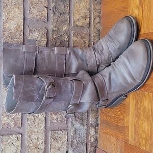 Steve Madden Leather Distressed Brown Combat Boots Size 7.5